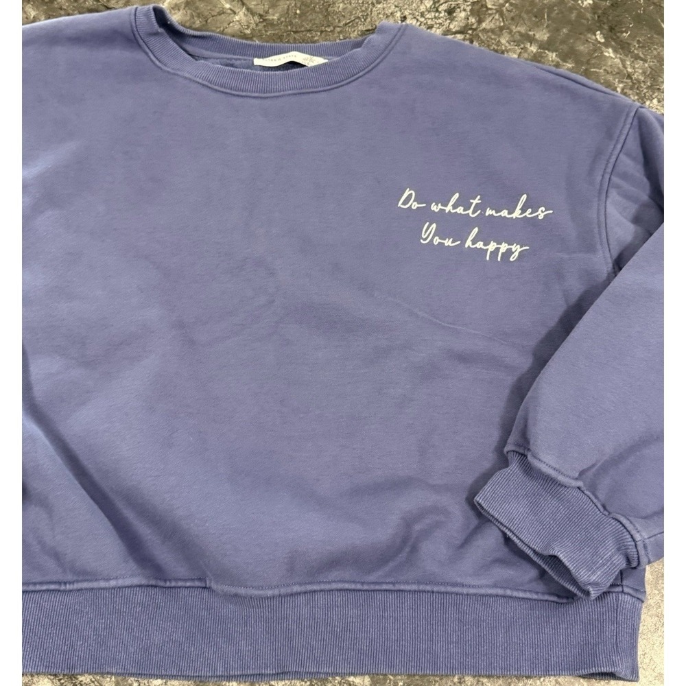 Altar'd State Do What Makes You Happy Fleece Lined Oversized Sweatshirt Purple L - Picture 7 of 11